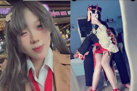 Clip em gái cosplay bị lộ khi gần gũi người khác